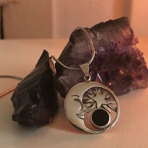 Celestial Onyx Sun Moon pendant necklace